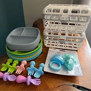 Bundle Baby/Toddler Meal Time Feeding Set Silicone Plates Utensils Feeder